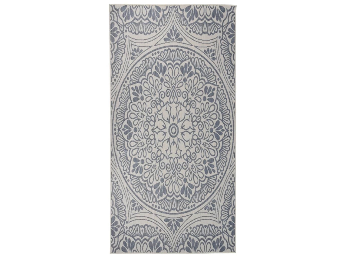 Vidaxl Tapete De Tecido Plano Para Exterior 100x200 Cm Padrão Azul