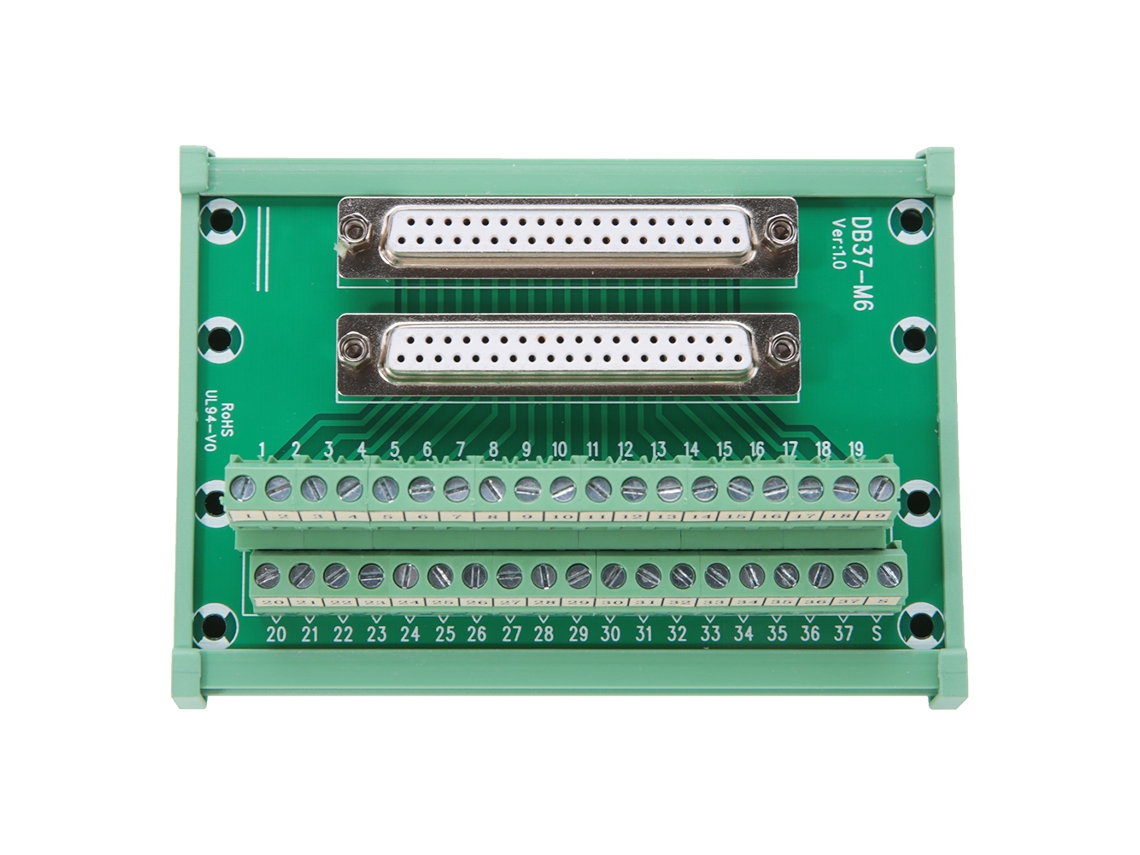 Awts módulo de Interfaz Db37 m6 com Bloco Terminal, Montagem em Rail Din, Placa Conector de Duas Fêmeas