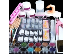Kit de Unhas de Acrílico 2025 Profissional para Iniciantes com Pó Glitter e Ferramentas Completas