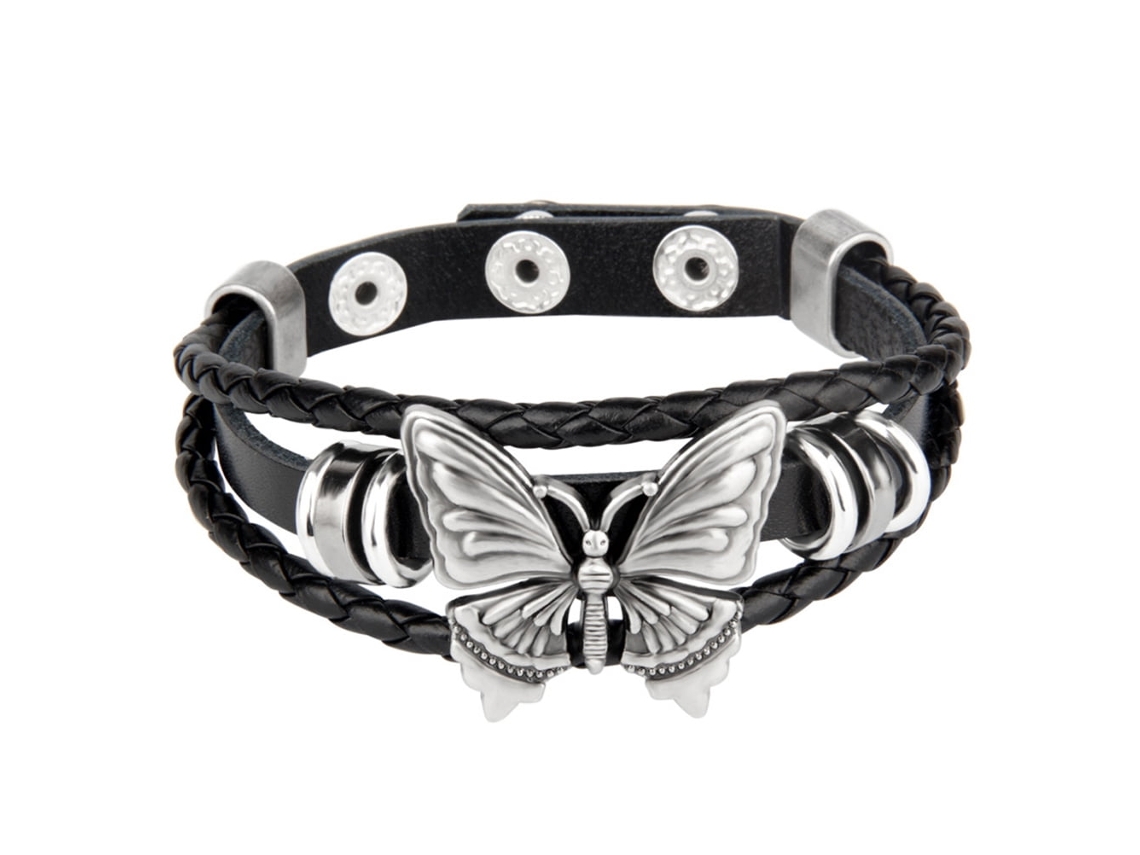 Pulseira masculina gótica punk de couro, pulseira com tira trançada, pulseiras rígidas, pulseiras multicamadas para mulheres.