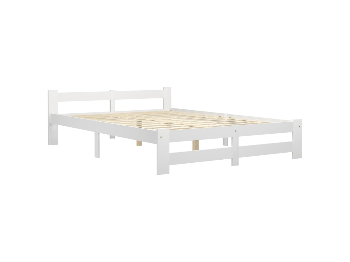 Estrutura de Cama 140x200 Cm Pinho Maciço Branco MAISON EXCLUSIVE