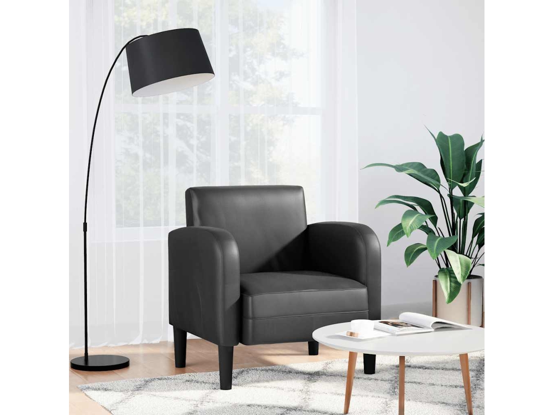 Vidaxl Poltrona Com Apoios De Braços 54 Cm Couro Artificial Preto