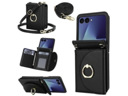 Capa Carteira Dobrável Transversal Com Fecho De Anel E Proteção Rfid Ym029 Para Samsung Galaxy Z Flip7 5g