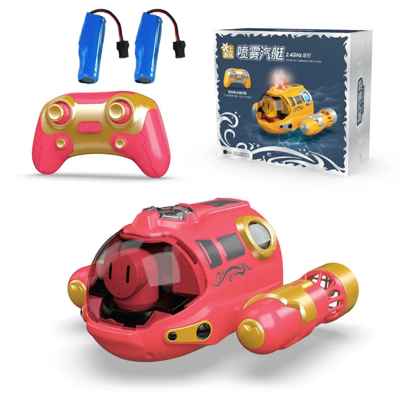 Barco De Controle Remoto (rosa, 2 Pilhas), Lancha À Prova D'água, Iate De Controle Remoto, Led Recarregável Via Usb