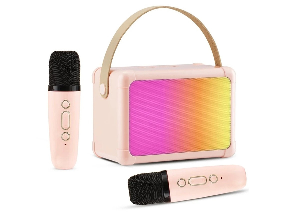 Máquina De Karaokê Infantil Mini Alto Falante Portátil De Karaokê Bluetooth Com 2 Microfones Sem Fio E Luzes Coloridas Para Crianças E Adul Yizhood