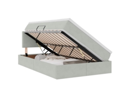 Cama de Armazenamento Led com Colchão Cinzento claro VIDAXL