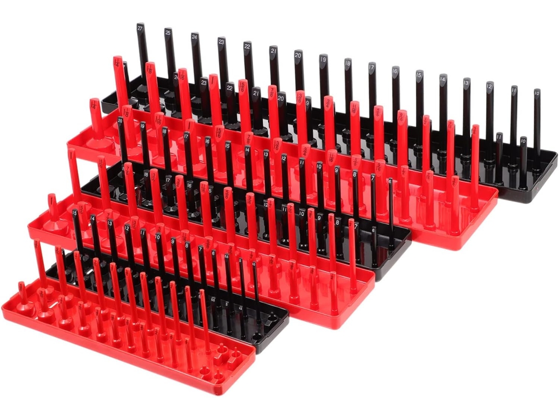 Organizador de Soquetes de 6 Peças com Base Estável para Caixa de Ferramentas, Armazenamento Robusto para Oficina. SFUSHOS