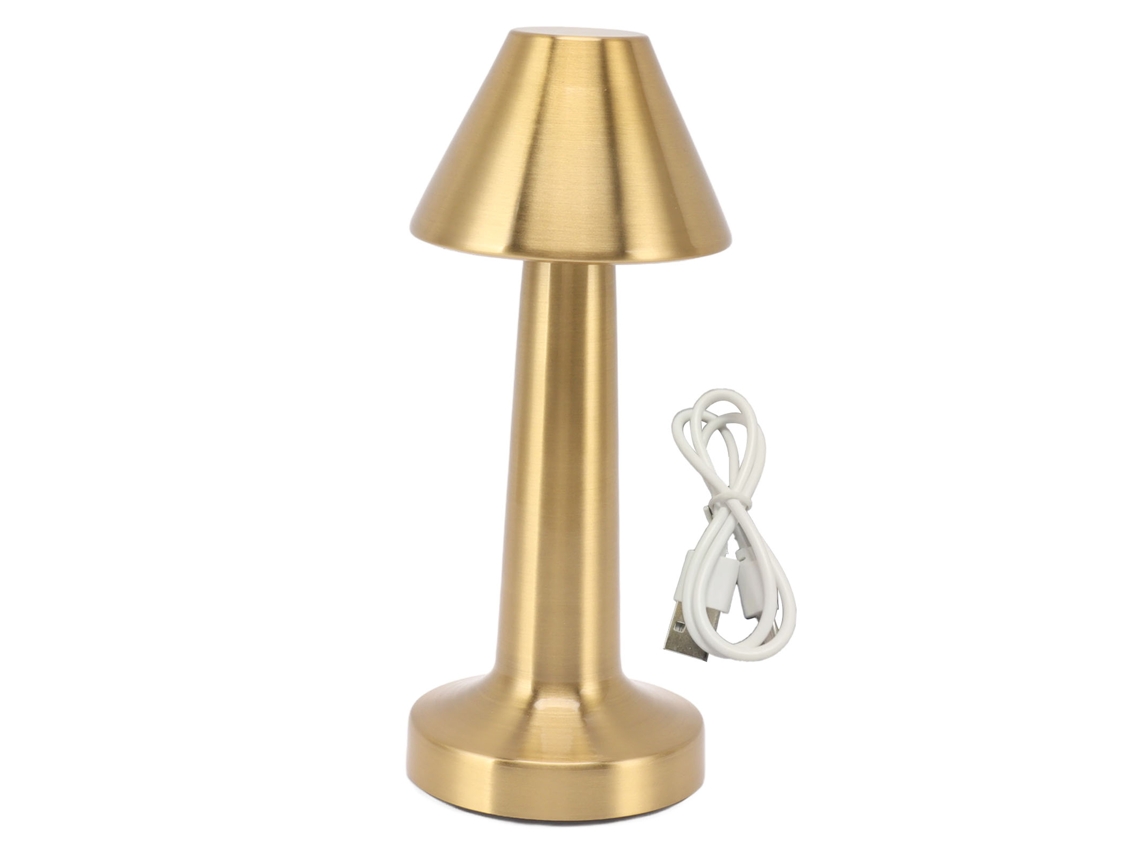 Lâmpada de Mesa Led Sem Fio 3w 3 Cores Ajuste Contínuo de Brilho Carregável Usb Ouro