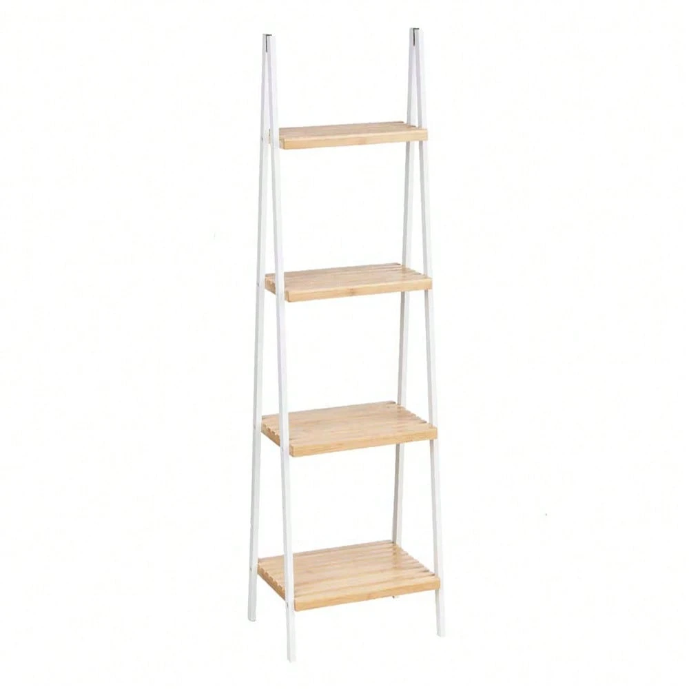 Estante Escada Banheiro 4 Prateleiras Bambu Madeira Natural 40cm