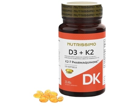Nutrissimo D3 K2 2000 UI Pharmaquinone K2-T 120 Cápsulas