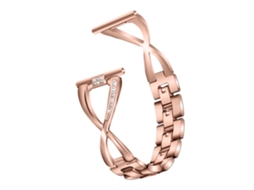 Bracelete de Metal Decoração de Strass em Forma de X para Fitbit Versa/Versa Lite Ouro Rosa