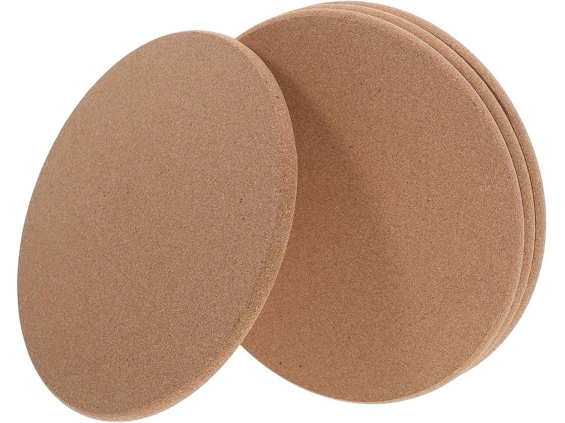 Conjunto De 4 Descansos De Panela Redondos De Cortiça De 16 Cm (6,3 Polegadas)
