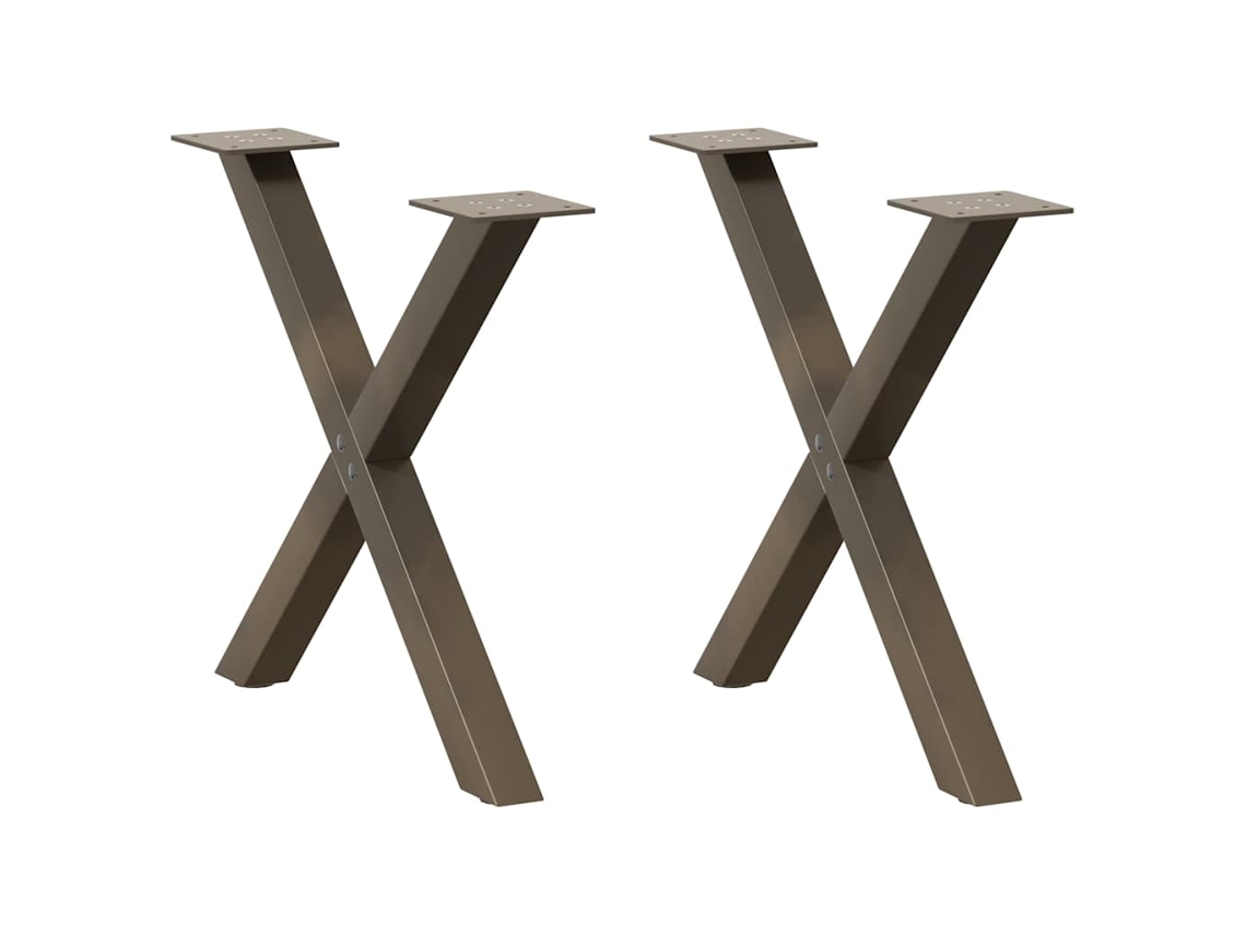 Vidaxl Pés Para Mesa De Centro Em Formato De X, 2 Peças, Aço Natural, 60x (42-43) Cm, Aço