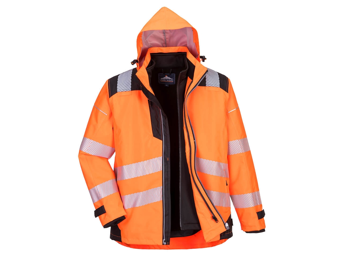 Casaco 3 Em 1 Pw3 De Alta Visibilidade Amarelo E Preto / 4xl