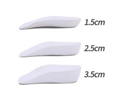 Palmilhas elevatórias invisíveis Fasst, suporte para meio pé com suporte ortopédico para o arco plantar, 1,5-3,5 cm, para homens e mulheres. INSTRUÇÕES DE CUIDADO