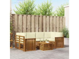 Vidaxl Conjunto De Sofás Para Exterior 7 Unid. Natural E Creme
