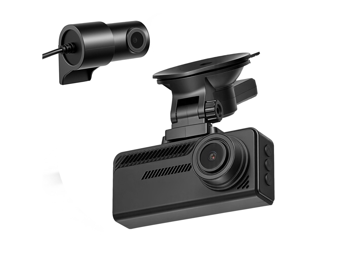 Câmara de Painel para Automóvel com Ventosa, Dashcam Frontal e Traseira 4k1080p, Cartão 32 Gb, Gps Integrado, Sensor G, Ângulo Visão 129° Traseiro