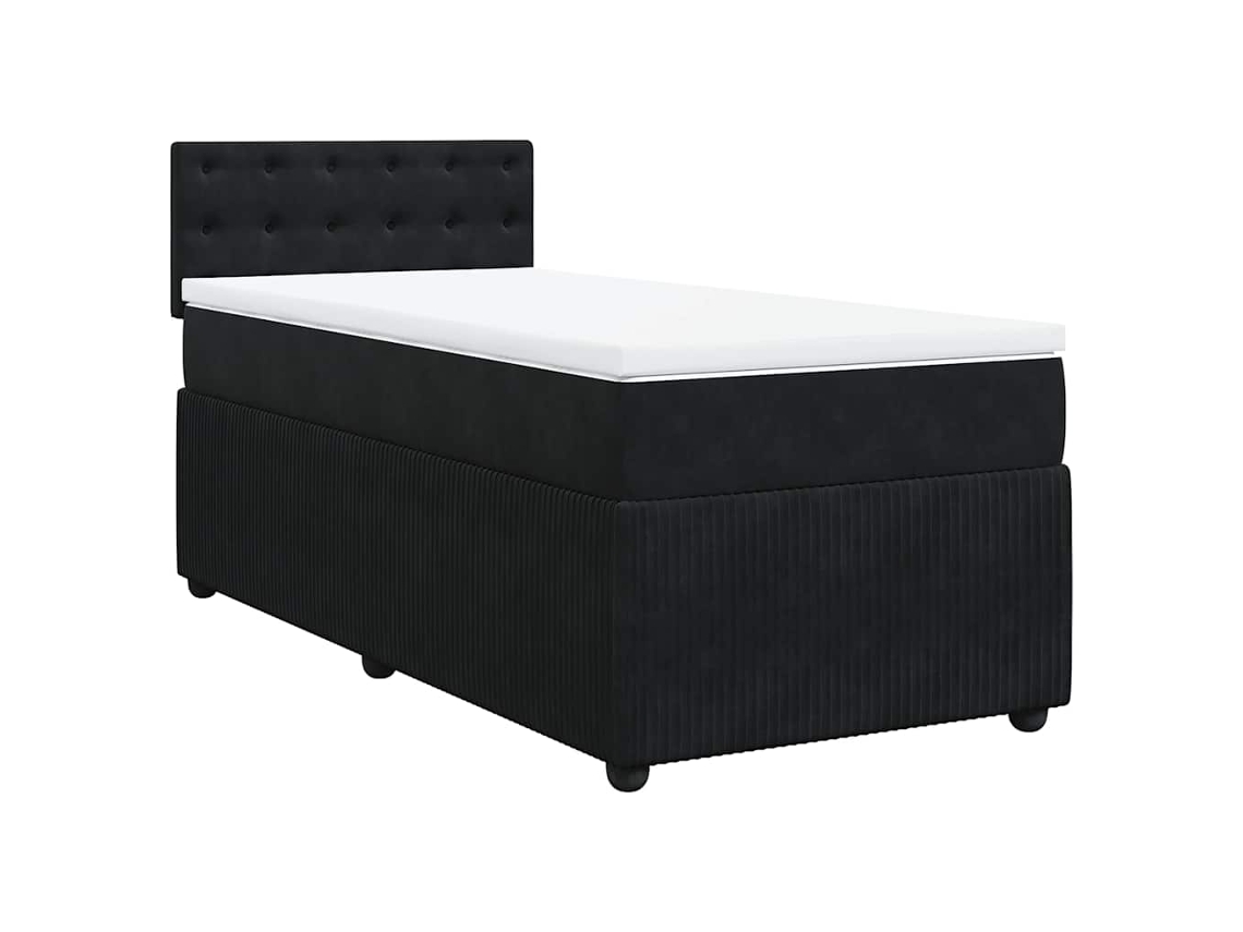 Cama com Molas/colchão 100x200 Cm Veludo Preto MAISON EXCLUSIVE