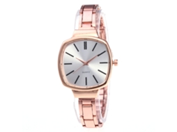 Relógio de Pulso Feminino de Quartzo com Pulseira de Aço Estilo Casual Moderno (vermelho Rosa)