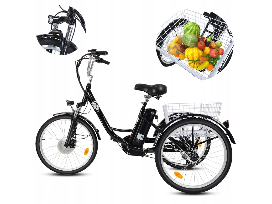 Triciclo Elétrico Urbano/bicicleta Elétrica Gf100 350w 36v 15ah, Autonomia Máxima de 70km, Rodas de 24 Polegadas