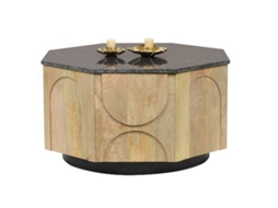 Mesa de Centro DKD Home Decor 80 x 80 x 45 cm Mármore Madeira de mangueira