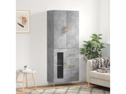 Vidaxl Armário Alto 69,5x34x180 Cm Derivados De Madeira Cinza Cimento
