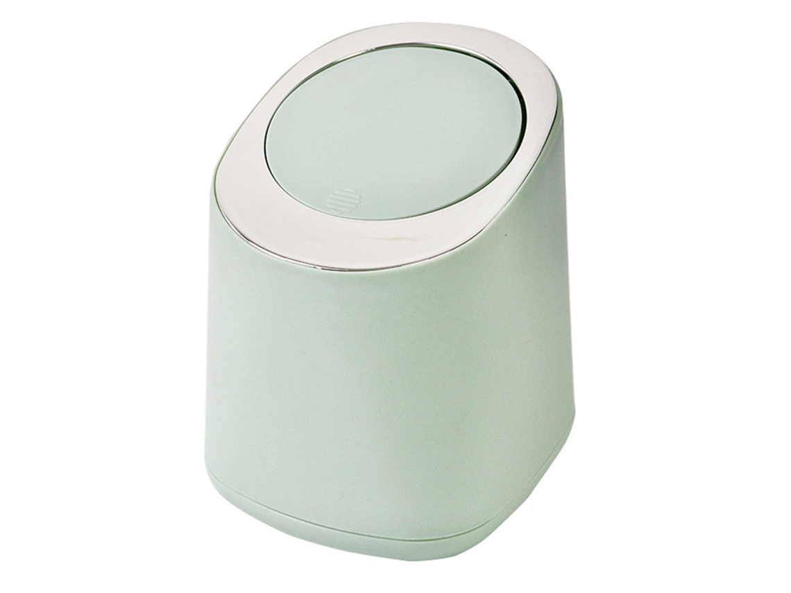 Lixeiro de mesa mini plástico design minimalista pressão redonda para escritório verde claro