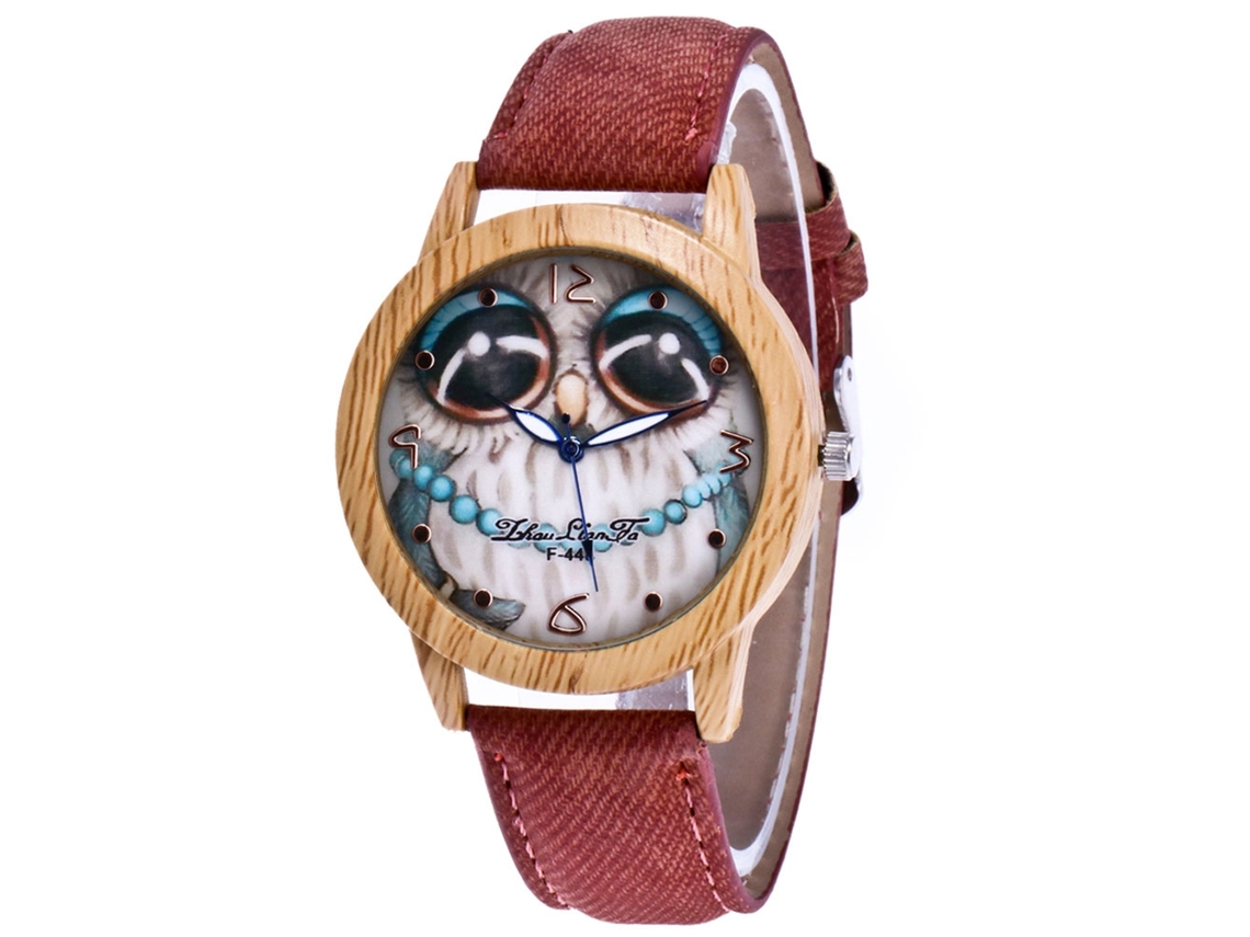 Reloj De Pulsera De Cuarzo Retro Moda Denim Dial Redondo Café Oscuro