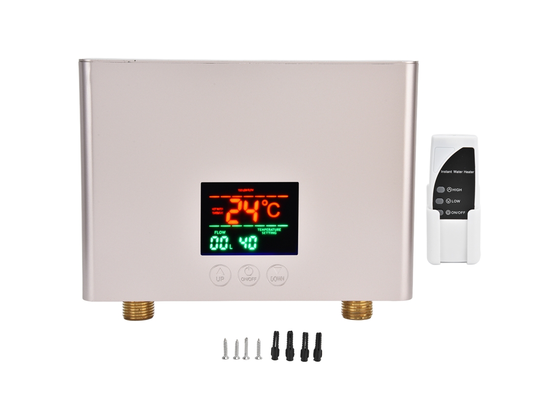Aquecedor de Água Elétrico Instantâneo Sem Tanque 3000w Ipx4 com Controlo Remoto para Casa, Cozinha e Casa de Banho LAXISCREED