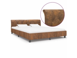 Vidaxl Estrutura De Cama 160x200 Cm Camurça Artificial Castanho
