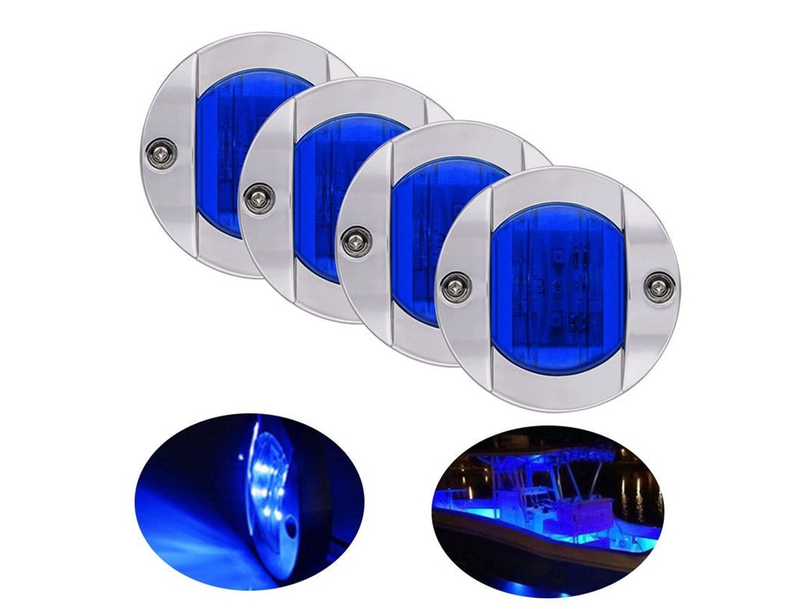 2026-luz Led Para Barco 12v 4 Unidades Lâmpada Marinha Redonda Azul Ip68 Impermeável