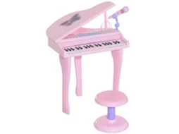 Piano De Brinquedo Para Crianças.instrumento Musical Elétrico Com 37 Teclas Iluminadas.microfone E Banquinho Incluídos.48 X 39 X 69cm.rosa.
