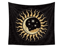 Tapeçaria Sol e Lua, Estrelas Hippie, Decoração de Parede para Sala de Estar, Manta de Tecido Macio Escovado, 100x150 cm