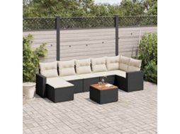 Vidaxl 8 Pcs Conjunto Sofás De Jardim Com Almofadões Vime Pe Preto