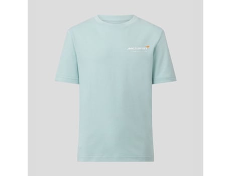Camiseta de algodão azul McLaren, tamanho P, estilo moderno e confortável.