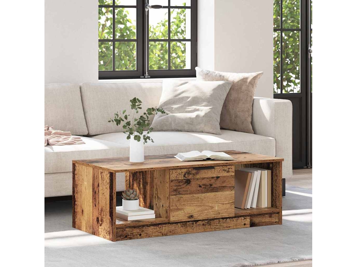 Vidaxl Mesa De Centro Madeira Antiga 102 X 50 X 36cm