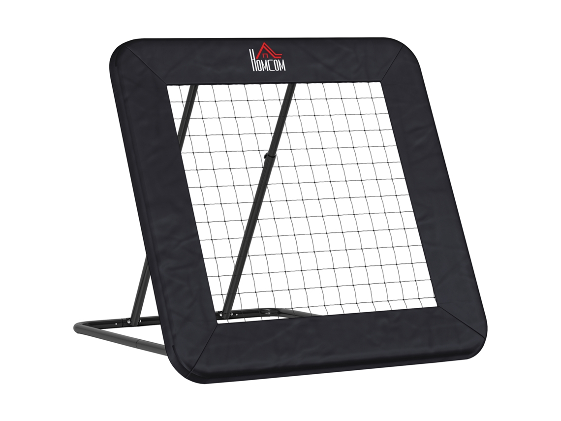 Rede de Rebote para Futebol 128x118cm Ajustável 5 Níveis com Estacas Portátil Preta TOPBRICO