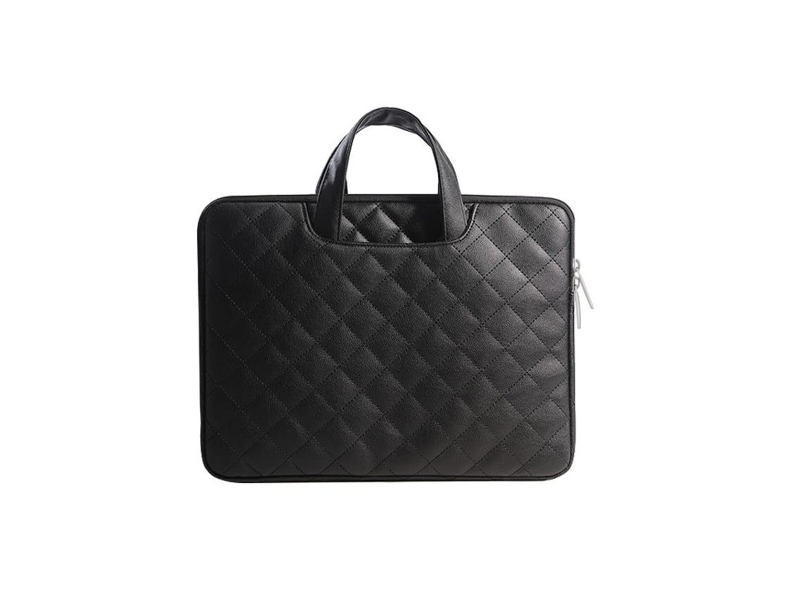 Bolsa Para Laptop De 14 Polegadas Em Couro Pu, Preta.