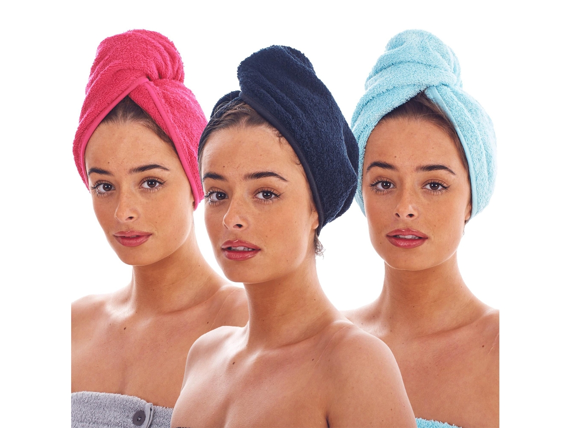 Turbante Keanu Bomullshandduk Pacote com 3 Tamanho Único Preto/fúcsia/azul turquesa // AQUAFORGE