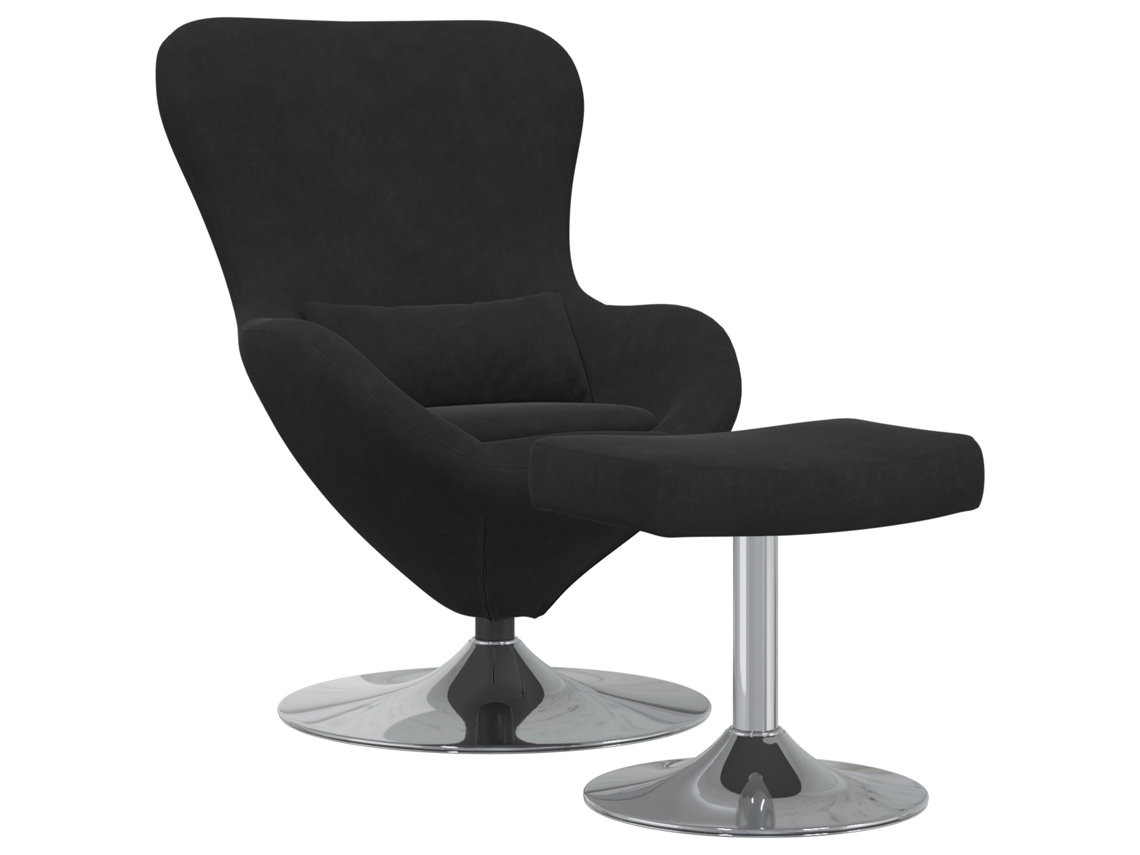 Conjunto 1 Cadeira De Descanso Vidaxl Preto Veludo (63 X 73 X 90 Cm)