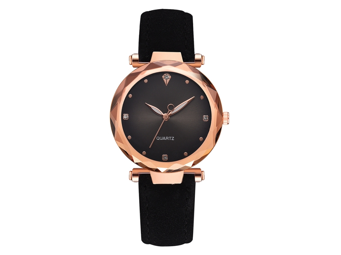 Relógio de Pulso Feminino Casual Quartzo com Cinta Pu Simples e Elegante (preto)