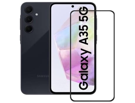EVELATUS Full Cover Vidro 2.5D para Samung Galaxy A35 A356E A356B Antiestático / Japão Cola Preta