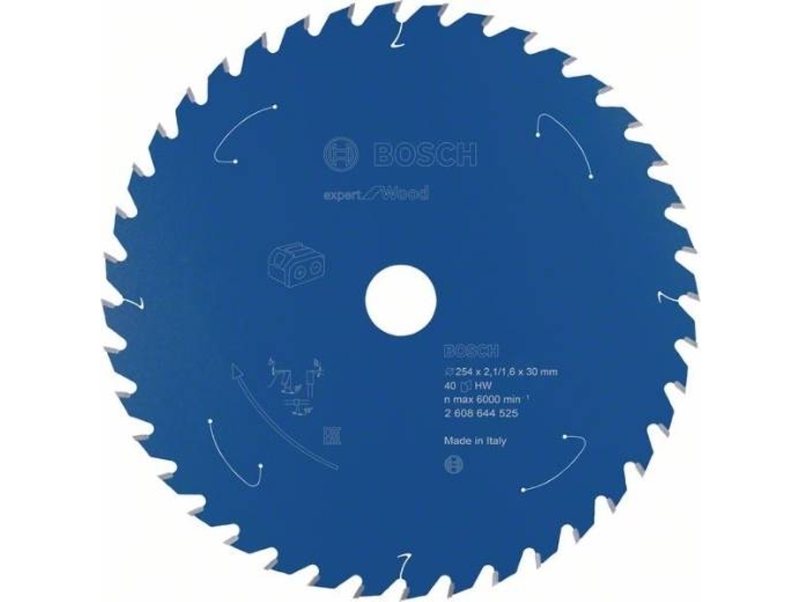 Disco de Serra Circular BOSCH Para Serra Sem Fios Expert para Madeira 254x2.1/1.6x30 T40 para Serras Bancada