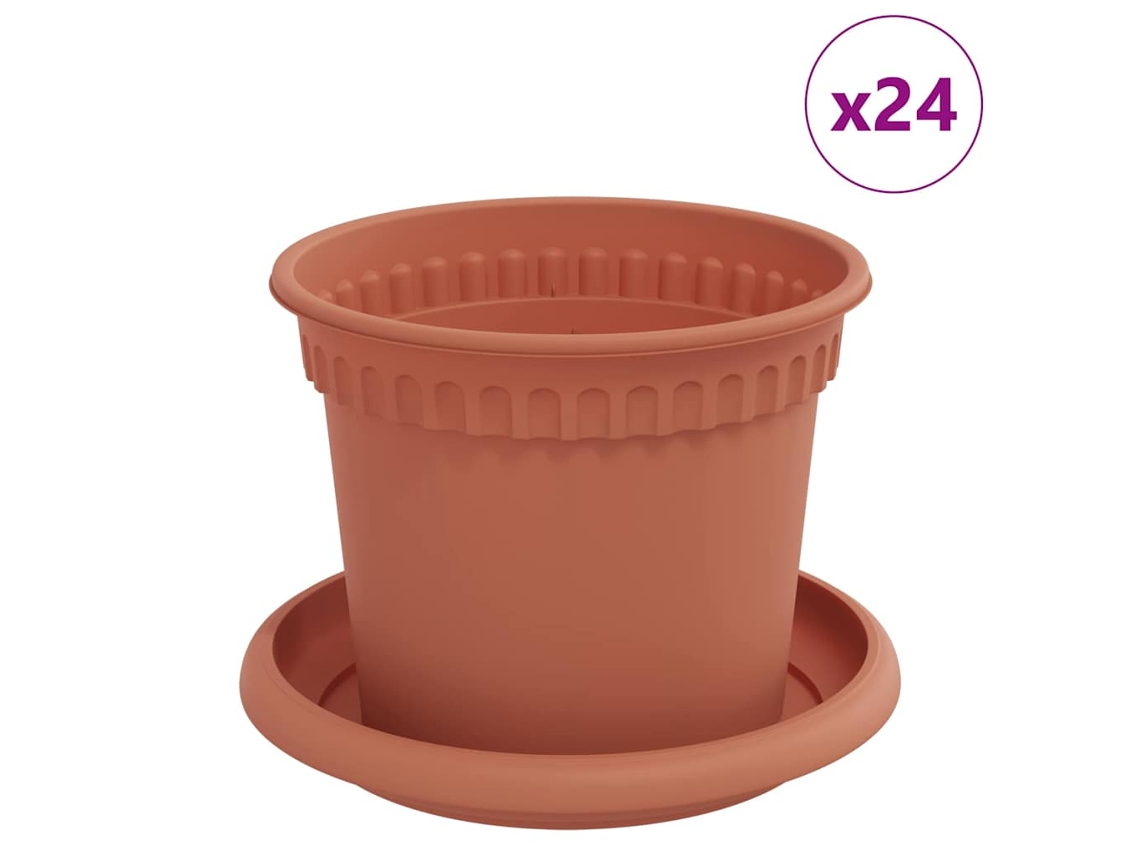 Vidaxl Vasos De Plantas 24 Pcs Vermelho Tijolo Ø 12,5 X 10 Cm Plástico