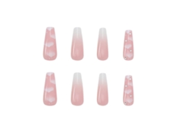 Unhas Postiças Longas Em Formato De Caixão 24pcs Unhas Acrílicas Falsas Para Mulheres E Meninas