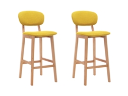 Vidaxl Bancos De Bar 2 Pcs Tecido Amarelo Mostarda