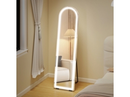 Espelho Arqueado 150x40cm Com Led 3 Cores, Regulável, Branco, Livre Ou Parede, Iluminação Para Maquiagem.