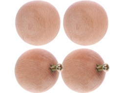 Conjunto De 4 Puxadores Redondos De Madeira Para Móveis, 38 Mm, Em Faia.