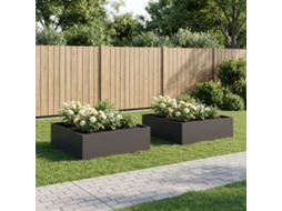 Vidaxl Vaso De Jardim 2 Unid. Preto 80 X 80 X 30 Cm