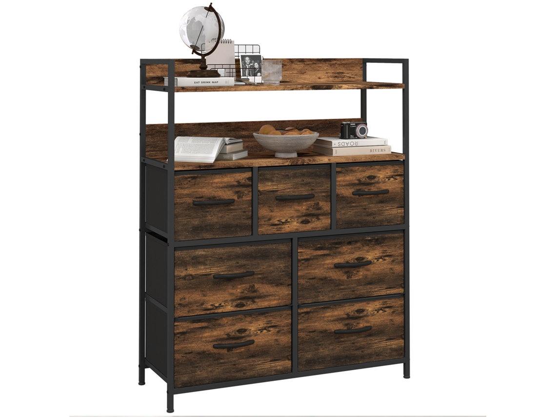 Cômoda de 7 Gavetas Dobráveis com 2 Prateleiras de Aço Brown S/MARCA